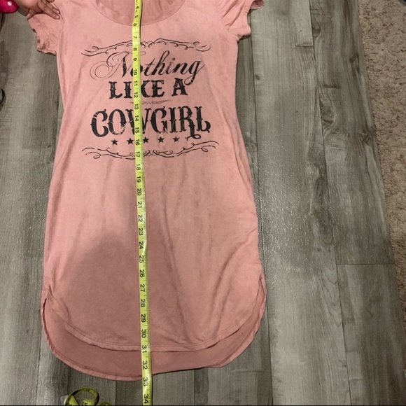 Agaci Nothing Like a Cowgirl Suede Feel Pink Blush Shirt Top - Picture 4 of 5